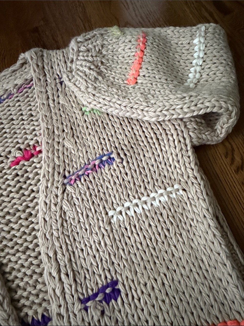 Listicle oatmeal cardigan with balloon sleeves medium - Picture 11 of 13